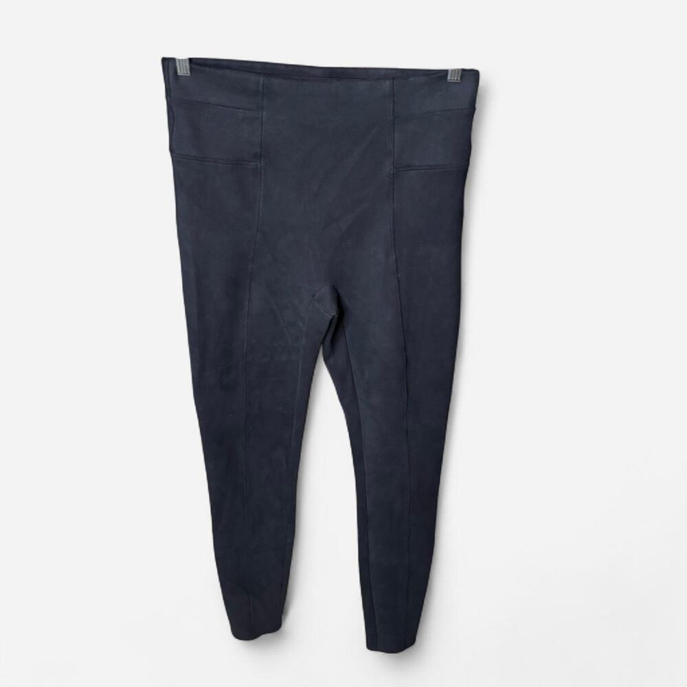 Spanx Faux Suede High Waisted Leggings Navy Blue XL Tall